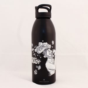 Black stainless water bottle with white Heady Topper logo and Ready For a Heady text