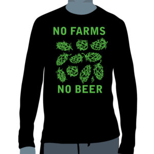 mock up of green design on no farms no beer long sleeve black tee