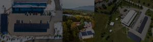 Aerial photos of our solar panels at our Stowe and Waterbury breweries.