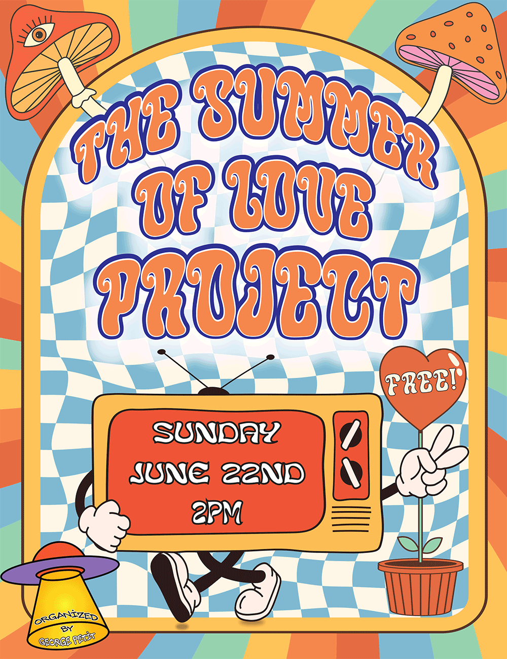 The Summer of Love concert poster, being held at the Alchemist Brewery in Stowe VT on June 22nd, from 2-6pm.